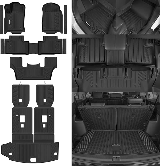 Floor Mats for 2013-2015 Dodge Durango 6 Seats/Captain Seat | Trunk Mat and 2nd/3rd Backrest Mat & Door Sill Guard All Weather TPE Protector Full Set Interior Accessories Floor Liners - Image 8