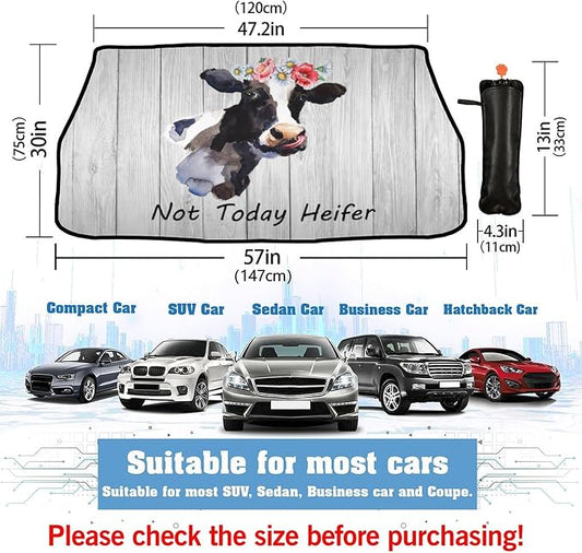 CHILL·TEK Funny Animals Car Windshield Sun Shade Umbrella, Heifer Cow Car Foldable Umbrella Sunshade for Front Window UV Reflector Umbrella Sun Protection Auto Windshield Umbrella Sun Shades Cover - Image 2