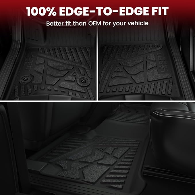 LASFIT Floor Mats for Ford F250 F350 F450 2017-2026 Regular Cab Front Bench Seat (Not Fit Row Bucket Seating) Vinly Floor Super Duty All Weather Protector TPE Car Floor Liner, only 1st, 1pcs Black - Image 9