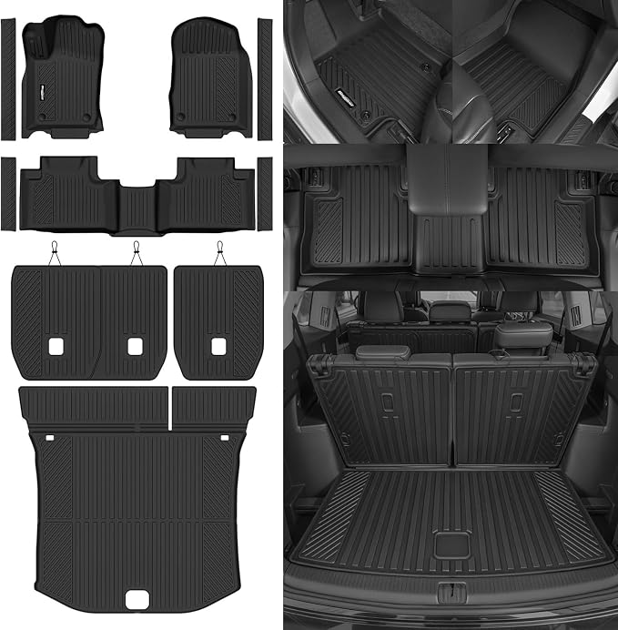 Floor Mats for 2016-2021 Jeep Grand Cherokee Accessories | Trunk Mat and Backrest Mat & Door Sill Guard All Weather TPE Protector Odorless Full Set Interior Floor Liners - Image 8