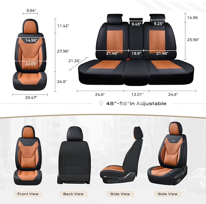 Coverado Car Seat Covers with Lumbar Support, Front Covers for Cars, Universal Automotive Seat Cover, Waterproof, Leather Car Seat Cushion, Interior Seat Protectors for Most Cars - Image 6