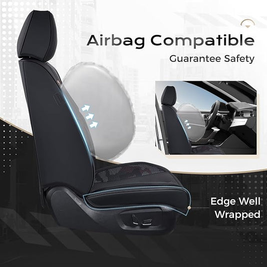 Coverado Car Seat Covers, Seat Covers for Cars, Waterproof Leather Auto Seat Protectors, Leather Car Seat Cushion, Car Interiors Accessories Universal Fit for Most Cars - Image 2