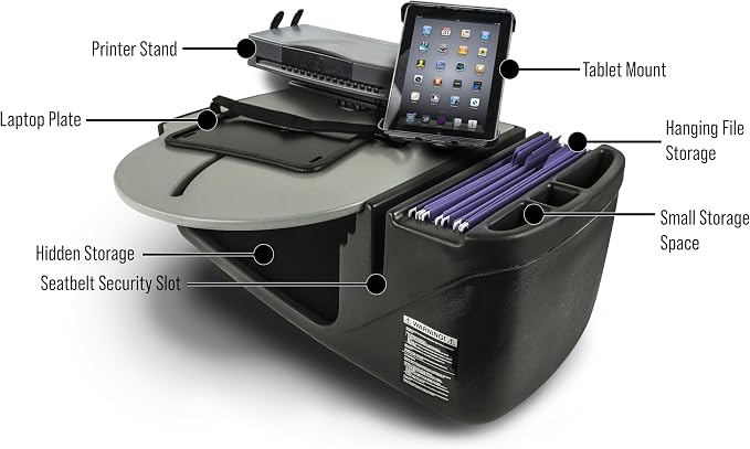 AutoExec AE-RMCD-PS-TAB-GT Roadmaster Car Desk for Your Vehicle Workstation and Mobile Office, with Printer Stand and Tablet Mount | Vehicle Workstation, Mobile Office, Printer Stand, Tablet Mount - Image 3
