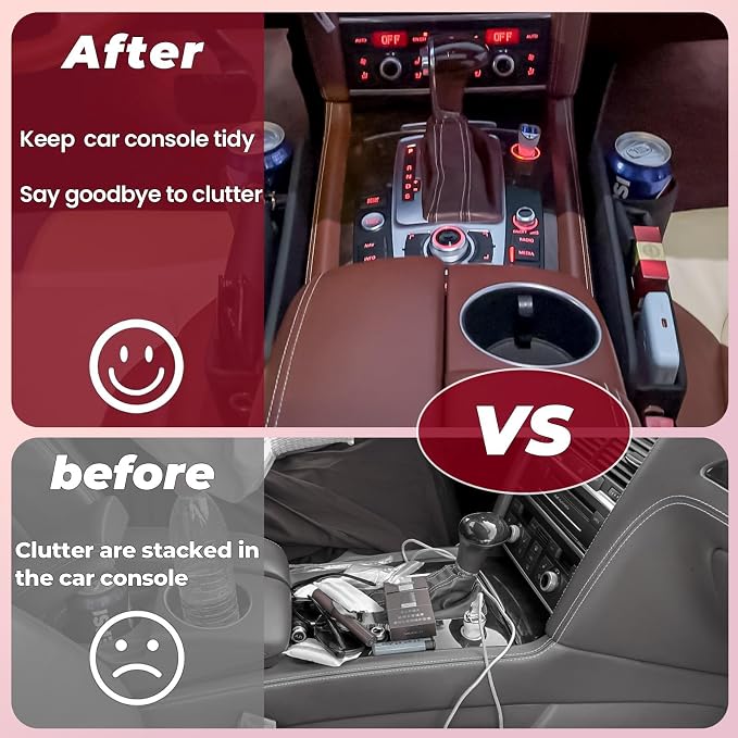 Anti-Drop Car Seat Gap Filler Organizer, Premium Leather Console Organizer, Easy Access to Phone/Keys, Universal Fit for Car SUV Truck Multi-Purpose Essentials Organizer(2PC) - Image 8