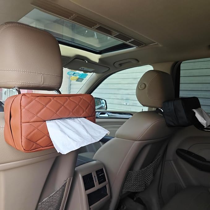 Car Tissue Holder for 120 Standard Tissue,Leather PU Tissues Box Cover for Car Backseat,Extra Large Rectangle Napkin Holder Soft Rectangular,Fits for Kleenex tissues,for Storage& Organization (Pink) - Image 4