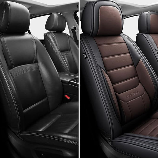 MINGBRON Seat Covers, Car Seat Covers Front Seats, Car Seat Cover, Car Seat Protector Waterproof, Car Seat Cushion Nappa Leather, Brwon Seat Covers Carseat Cover Universal Fit for Most Cars - Image 2