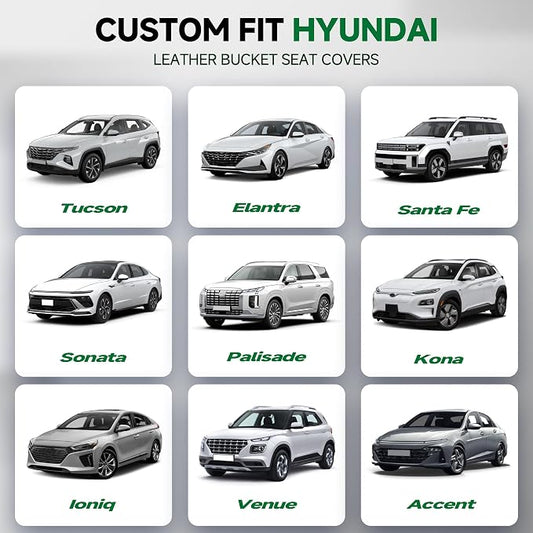 GIANT PANDA 2PCS Front Seat Covers for Hyundai Sonata Elantra Tucson Santa Fe Accent Kona Palisade Genesis Venue Ioniq, Faux Leather Bucket Seat Cover Fit Hyundai Seat Protectors (Black) - Image 2