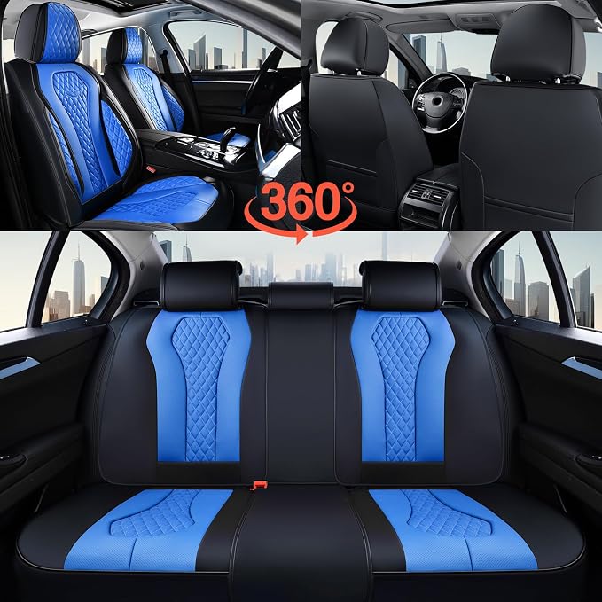 Coverado Automotive Seat Covers Front Seats, Seat Covers 2 Pack, Blue Car Seat Cover, Waterproof Auto Seat Covers, Car Seat Cushion, Front Car Seat Covers Leather Car Seat Protector Fit for Most Cars - Image 7