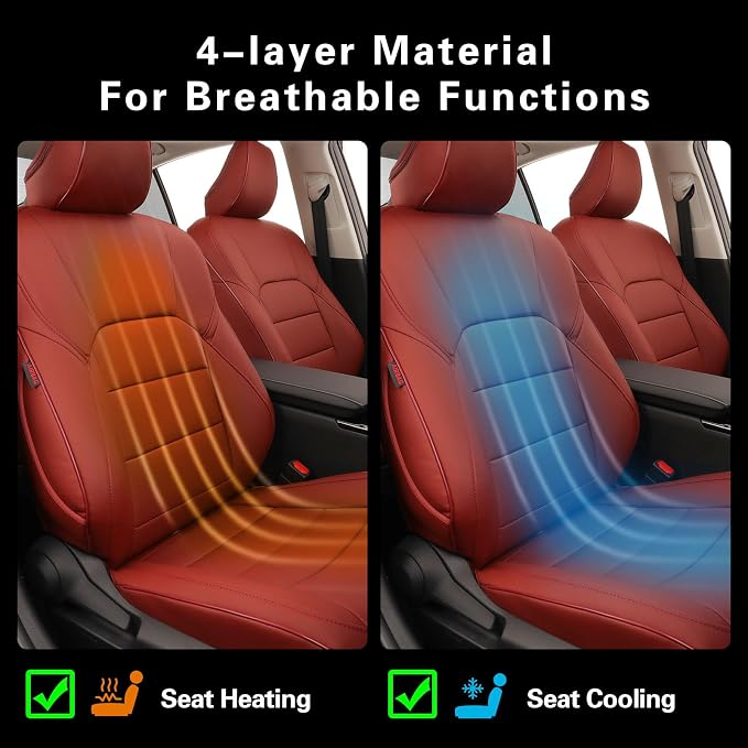EKR Car Seat Covers for Toyota Camry 2025 2026 (Hybrid),Full Set | Custom Fit for Toyota Camry 2025 2026 XSE/XLE,Factory-Style Interior Upgrade,Easy-Wipe Protection-Faux Leather(Burgundy) - Image 7