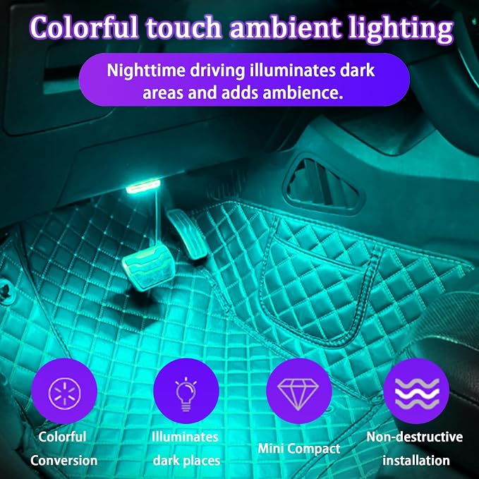 8PCS Car LED Lights for Car Interior,Magnetic USB Wireless LED Lights | 7 Colors,Bright LED Lamp Beads,Portable Touch Rechargeable LED Interior Auto Lights for Car Decor - Image 7