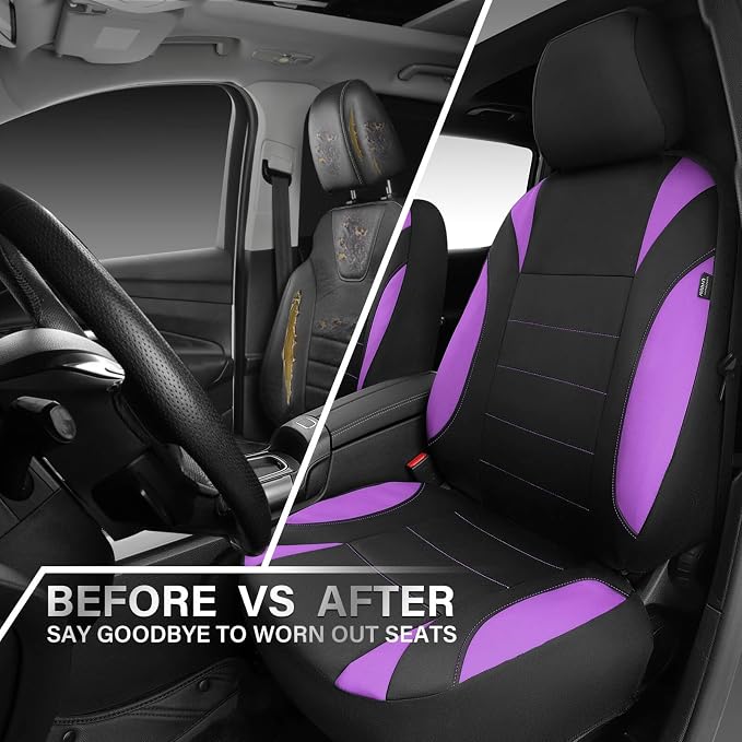CAR PASS Waterproof Car Seat Covers Front Seats Only with 5mm Composite EVA, Neoprene Car Seat Cover with Separate Headrest Cover, Quick Setup Universal Fit for Car SUV Trucks,Airbag Compatible Purple - Image 6