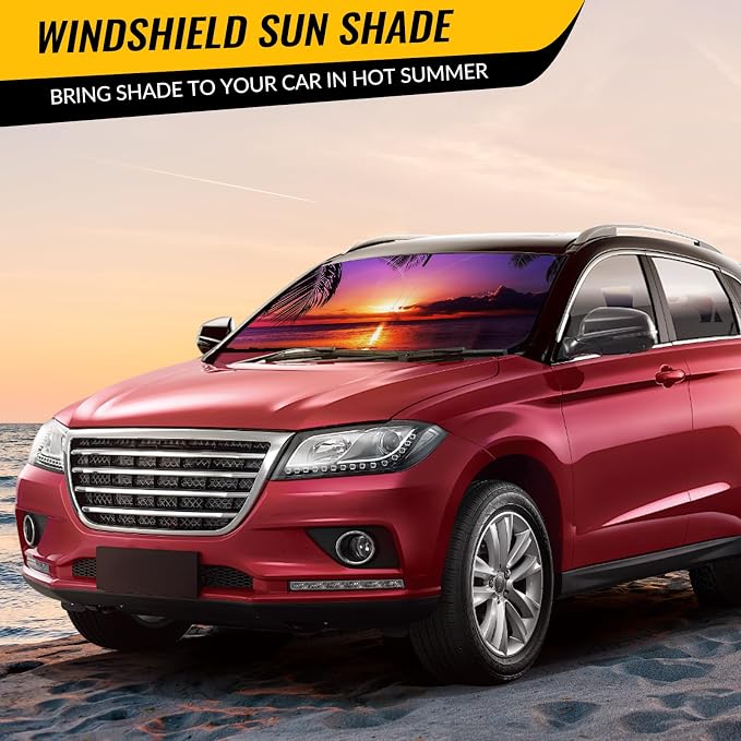 Car Windshield Sun Shade, Foldable Reflective UV Front Sunshade | 57" x 31", Sun Visor Blocks UV Rays & Keep Cool for Cars Interior, Fits Sedans, SUVs & Trucks, Foldable & Easy Storage - Image 8