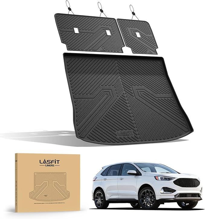 LASFIT Floor Mats&Cargo Backrest Mat for Ford Edge 2015-2024 | Floor Liners Costom Fit All Weather Protection TPE Easy Clean, Keep Your Car Trunk Clean and Tidy,1pcs. - Image 9