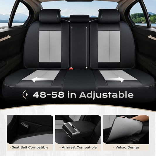 Coverado Car Seat Covers Full Set, Car Seat Protector Waterproof, Nappa Leather Car Seat Cushion, Seat Covers for Cars, Front Seats and Back Universal Fit for Most Cars - Image 2