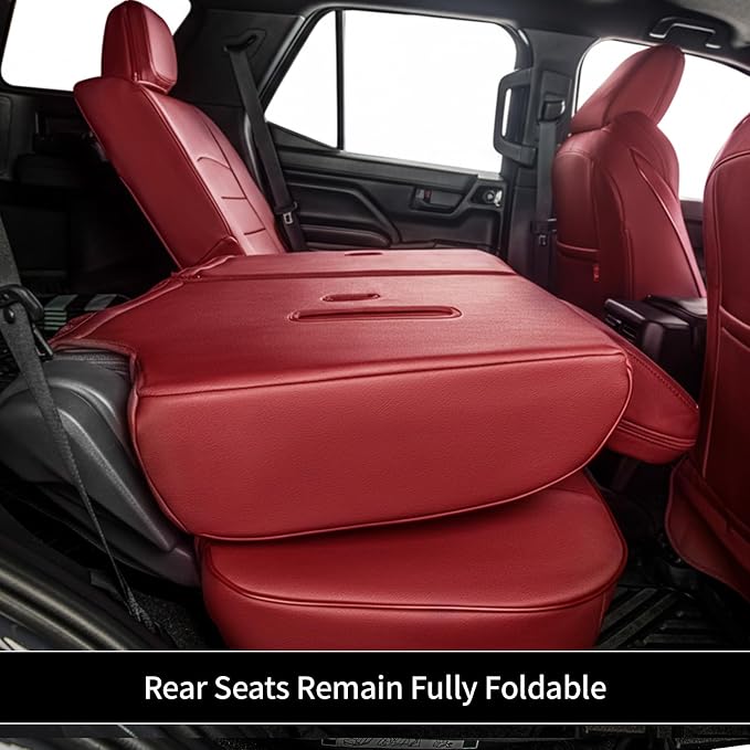 EKR Car Seat Covers Custom Fit for Toyota 4Runner(5 Seats) Full Set | for Toyota 4 Runner 2010-2024 Seat Covers for SUV,Airbag Compatible,Waterproof Pet-resistant,Faux Leather(Burgundy) - Image 7