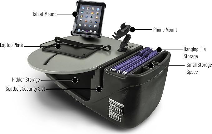 AutoExec AE-RMCD-PM-TAB-GT Roadmaster Car Desk for Your Vehicle Workstation and Mobile Office, with Phone Mount and Tablet Mount - Image 3