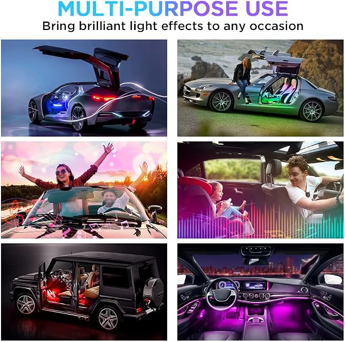 Xprite Dreamcolor USB LED Cars Interior Lights Strip Kits, w/Remote & Bluetooth APP Control, Footwell Under Dash RGB Neon Chasing Inside Lights, DIY Music Mode, Universal for Vehicle Trucks UTV ATV - Image 7