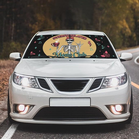 Socira Moms Funny Skull Car Windshield Sunshade Umbrella Car Foldable Umbrella Sunshade for Front Window UV Reflector Auto Windshield Umbrella Sun Shades Cover for Most Vehicles 57'' X 30'' - Image 2