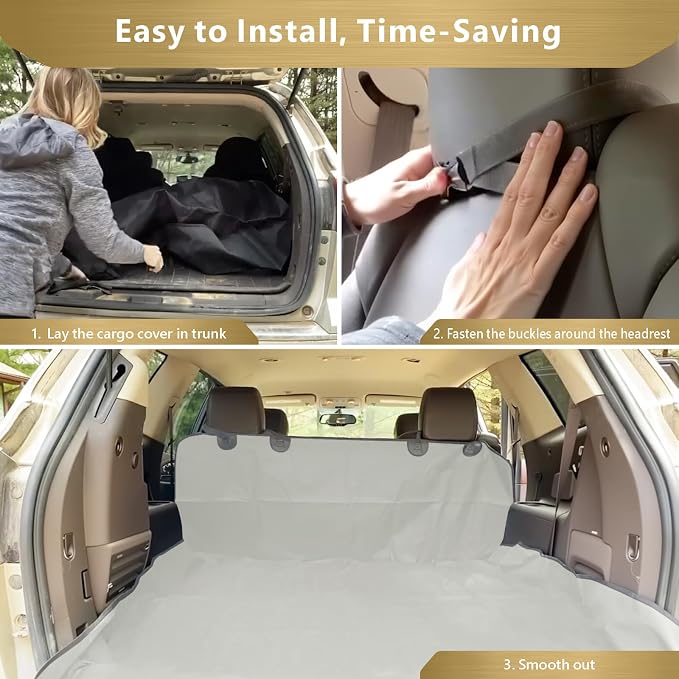 SUV Cargo Liner for Dogs - Water Resistant Trunk Cover for Midsize SUVs | Pet Cargo Cover with Bumper Flap Protector, Non-Slip Car Trunk Mat, Dog Car Seat Cover Prevents Scratches Pet Hair Mud Dirt - Image 6