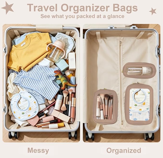 3PCS Clear Makeup Bags with Handles, TSA Approved Toiletry Bags, Diaper Bag Organizer Pouch, TPU Car Storage Organizer with Zippers, Waterproof Travel Organizer Bag for Women - Image 9