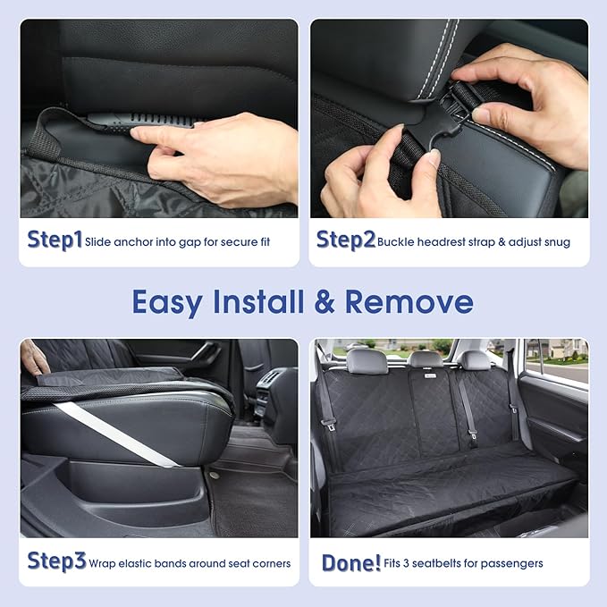 ALLANSING Upgraded 900D Heavy Duty Dog Back Bench Seat Cover, Car Seat Protector, Seatbelt & Armrest Compatible, Waterproof & Non‑Slip for Dogs & Kids, Fits Most Cars, SUVs & Trucks - Image 7