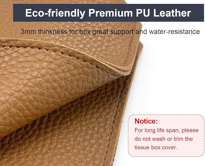 Tissue Box Cover 5X5X5'' PU Leather Tissue Holder Square Tissue Cube Box Organizer for Bathroom Vanity Countertop, Car, Night Stands, Office, Home, Kitchen (1Pack, Brown) - Image 6