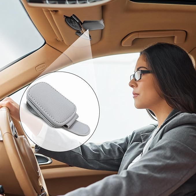 2-Pack Magnetic Sunglass Holder for Car Visor - Suede (Grey) | Premium Suede Wrapped, Aluminum Core, Magnetic Grip, Clip to Visor, Holds Eyewear/Cards, Fits Most Vehicles - Image 7