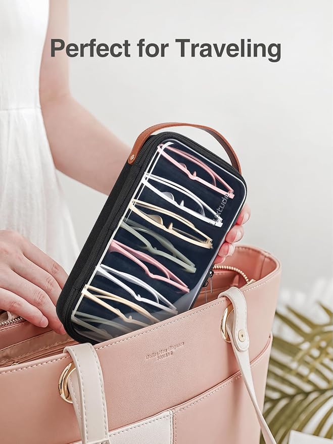 Travel Sunglasses Organizer Case, Clear Sunglasses Travel Case | Glasses Case Multiple Pairs with Adjustable Slots, Hard Shell Sunglass Storage Organizer for Women Men/Camping/Beach etc. - Image 9
