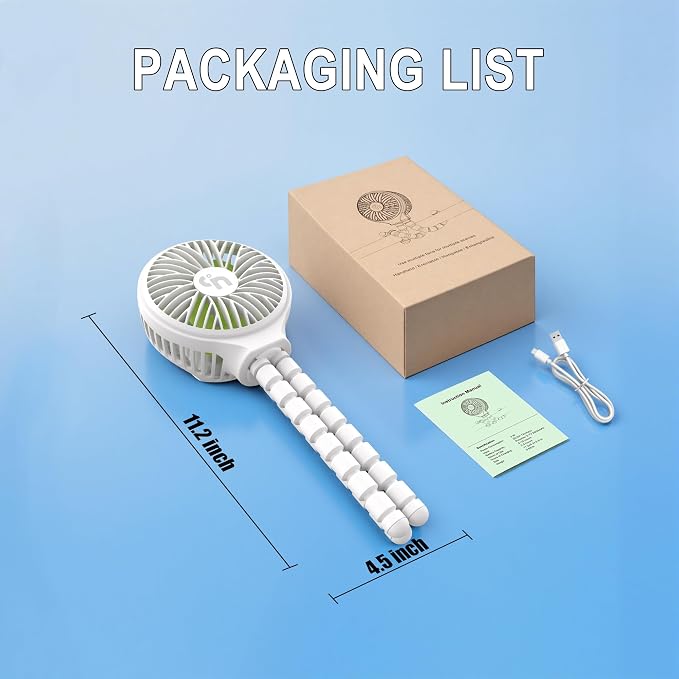 WiHoo Portable Stroller Fan, 11H Ultra-long Battery Life 3 Speed 360°Rotate, USB Rechargeable or Battery Operated Cooling Clip On Personal Fan for Baby Crib Travel Car Seat White - Image 8