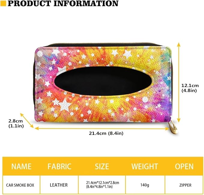 Biyejit Car Tissue Holder, Tie Dye Stars Premium Sun Visor Napkin Case, Hanging Car Accessories Used to Organize Paper Towels and Storage Small Items - Image 6
