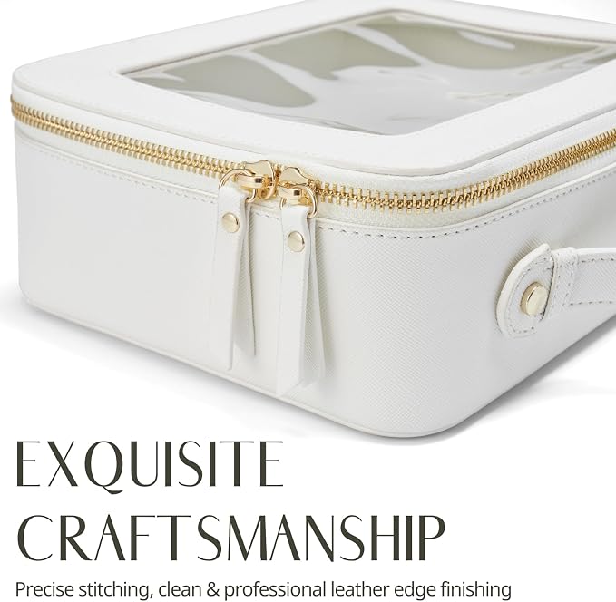 Clear Makeup Case White Toiletry Bag Travel Large Clear Cosmetic Bag with Zipper, Big Make Up Bag Organizer Women Traveling TSA Approved Transparent Bag Car for Essentials | Structured Mahjong Tile Bag with Zipper and Handle, Big Long-trip Cosmetic Cas... - Image 9
