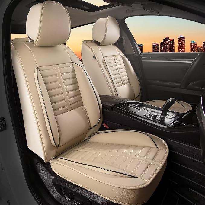 Fit for Toyota Highlander Seat Covers 2008-2026 Front Set | Faux Leather Waterproof Car Seat Covers, Airbag Compatible with Lumbar Support Anti-Slip Design, 2 Seater Beige - Image 9