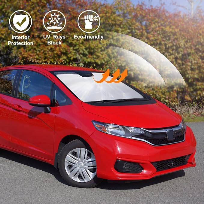 Windshield Sun Shade for 2015-2020 Honda Fit Accessories | Full covered, Foldable & Durable, Block UV Rays, Reduce Heat, Easy to install, Keep Car Cooler - Image 6
