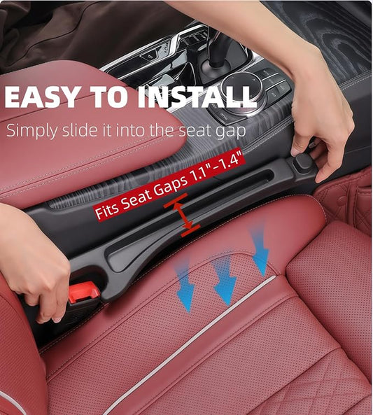 Car Seat Gap Filler 2 Pack, Upgraded 3-in-1 Car Seat Gap Plug Organizer with Storage Slot & Hook, Universal Fit No-Drop Seat Side Gap Seam Filler Between Seat & Console for Car, SUV, Truck - Image 2