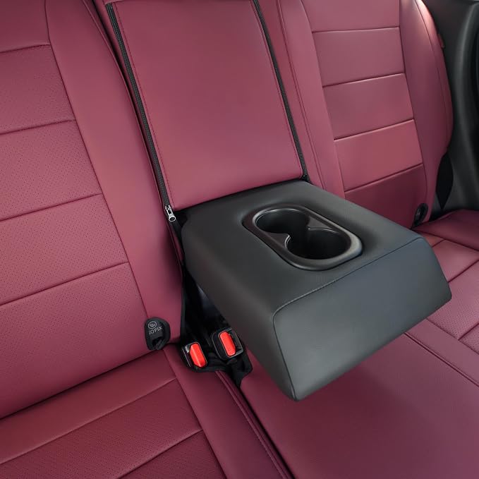 Lolcar CRV Seat Covers Custom Fit for Honda CRV 2023 2024 2025 2026 Leather Car Seat Cover Full Set for Trucks SUV,Waterproof Car Seat Cushion,Faux Leather (Burgundy) - Image 9