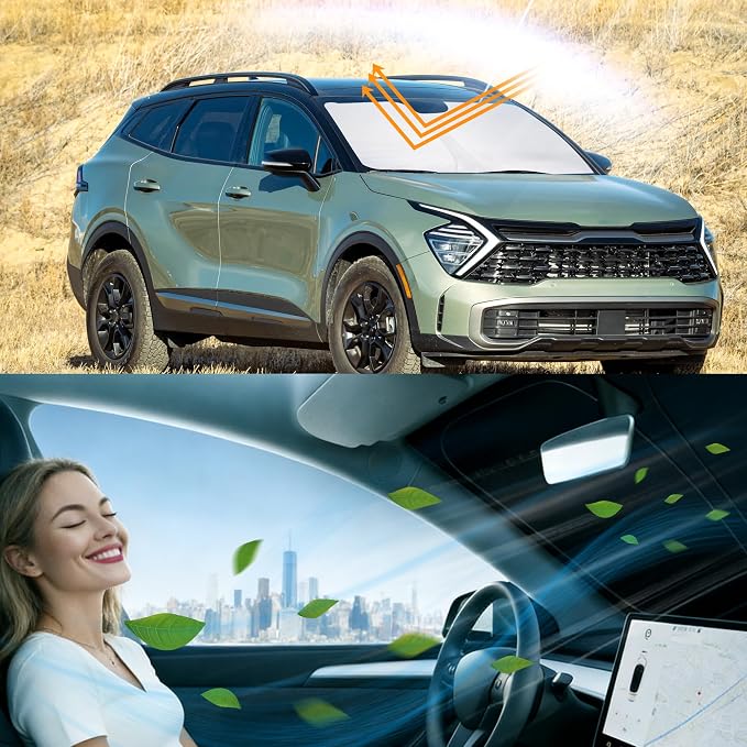 Windshield Sun Shade for 2023-2026 Sportage Kia | Foldable, Full covered for windshield, Block UV Rays, Heat Reduction, Easy to install, Keeps Car Cooler - Image 6