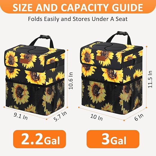 Vankor Car Trash Can with Lid Leak Proof Car Accessories for Women | 3 Gallon Cute Hanging Car Trash Bin for Men Car Truck Vehicle Sedan SUV Interior Automotive Garbage Cans, Sunflower - Image 7