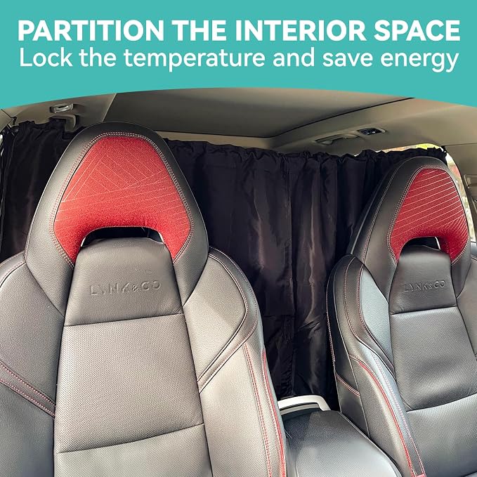 4 Pcs Medium Upgrade Double Layer Thickened Car Curtains Set, 98% Light Blocking Car Window Shades Covers, Include 2 Side Window Covers, 1 Divider Curtain & 1 Storage Bag, Sedan SUV Accessories - Image 7