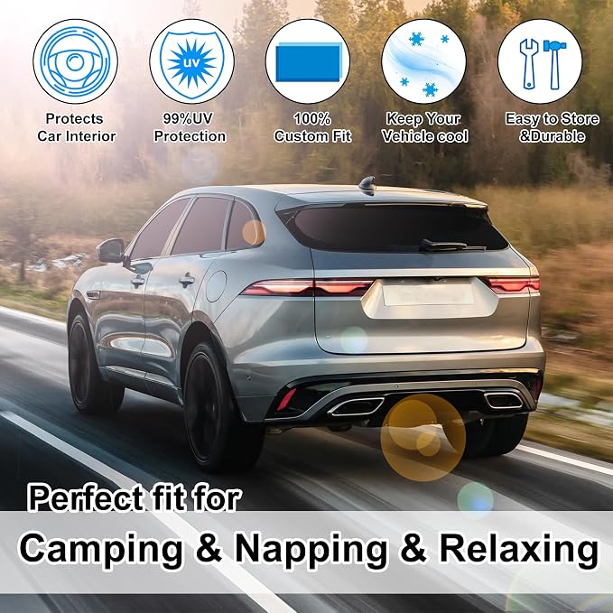 TINGLU Window Shades 8PCS for Jaguar F-Pace 2016-2025 2026 Accessories Car Side Full Windows Rear Triangular Windshield Sun Shade Sun UV Rays & Privacy Protection for Camping,Napping - Image 6