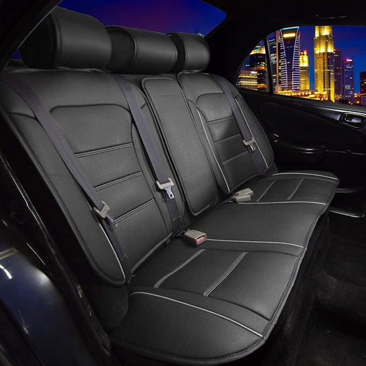 FH Group Universal Fit Back Seat Faux Leather Car Seat Cover, Rear Seat Covers for Cars with Rear Split Bench, Car Interior Accessories for SUV, Sedan, Van, Gray - Image 2