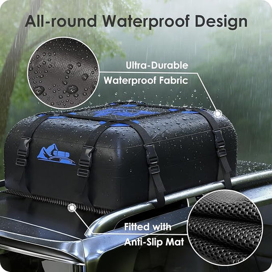 Car Rooftop Cargo Carrier Bag 15-20 Cubic Feet(15Cu.Ft-Blue) - Image 2