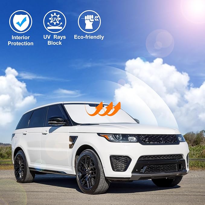Windshield Sun Shade for 2014-2022 Land Rover Range Rover Sport | Full covered for windshield, Foldable & Durable, Block UV Rays, Reduce Heat, Easy to install, Keep Car Cooler - Image 6