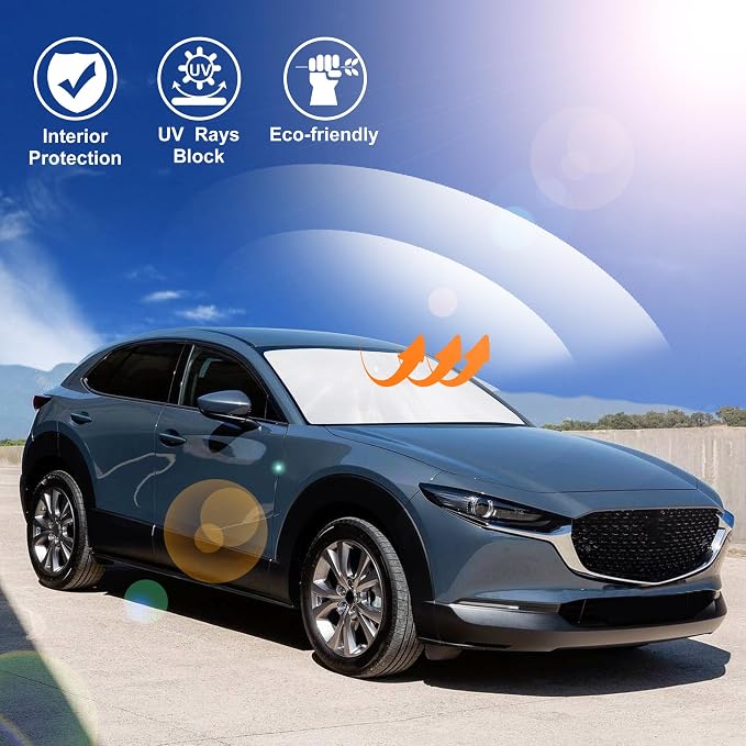 Windshield Sun Shade for 2019-2026 Mazda CX-30 CX30 Accessories | Full covered, Foldable & Durable, Block UV Rays, Reduce Heat, Easy to install, Keep Car Cooler - Image 6