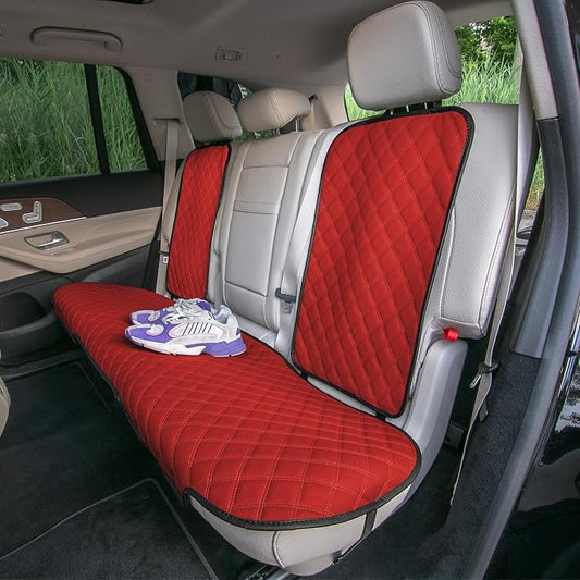 FH Group Car Seat Cushion Rear Set Faux Leather Automotive Seat Cushions - Universal Fit, Rear Car Seat Cushion, Car Seat Cushions With Non-slip Silicone Backing for SUV, Sedan, Van Red - Image 2