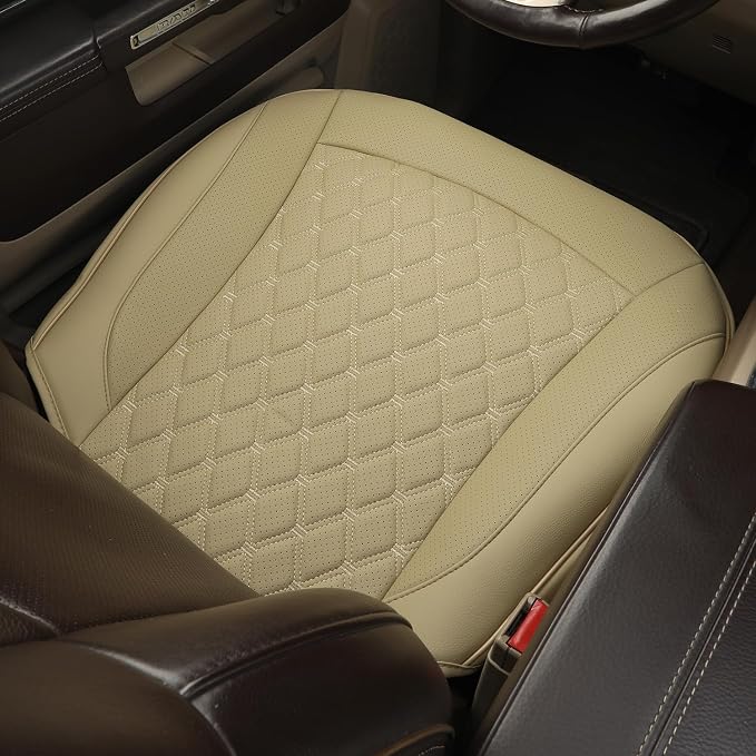 GIANT PANDA Bottom Seat Cover for Trucks&SUV, Front PU Leather Driver Seat Protector Fit for Chevy,Ram,Toyota,GMC,Ford F150 F-Series (2PCS-Beige) - Image 9