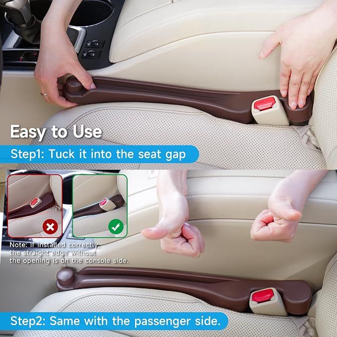 Givifive Car Seat Gap Filler Organizer 2Pack Soft Foam 3IN1 Multifunctional | Seat Side Gap Strip with Slot & Hook Universal Fit Car SUV Truck Fill The Gap Between Seat & Console (Standard Espr Brown) - Image 9