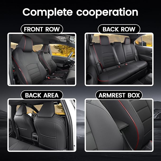 HKZ Customized Special seat Cover for Toyota Corolla (Black with Red Trim, 2023-2026 Corolla Hybrid SE) - Image 8