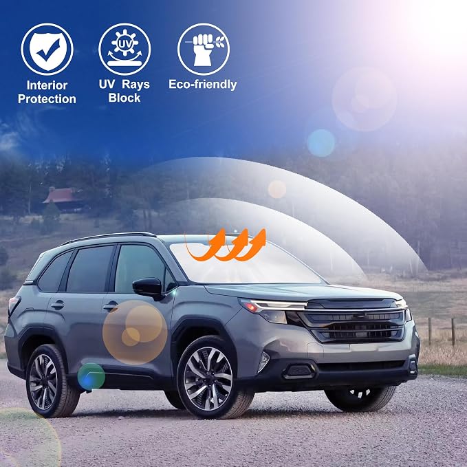 Windshield Sun Shade for 2025 2026 S-ubaru Forester Accessories | Full covered for windshield, Foldable & Durable, Block UV Rays, Reduce Heat, Easy to install, Keep Car Cooler - Image 6