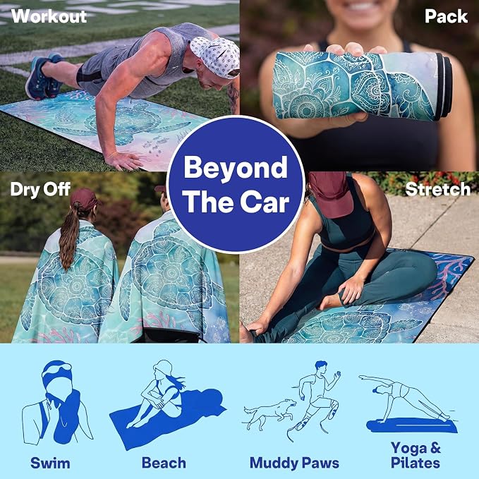 2 Pack Car Seat Towel Covers, Sweat-Proof Microfiber Seat Protectors for Gym, Running, Beach & Workout, Breathable Quick-Dry, Machine Washable, Coral Sea Turtle Print, Universal Fit - Image 6