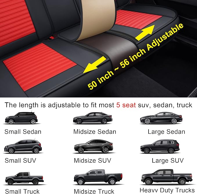 Car Seat Covers Full Set, Faux Nappa Leather, for Sedans and SUVs | Full Set, Waterproof, Airbag Compatible - Image 9